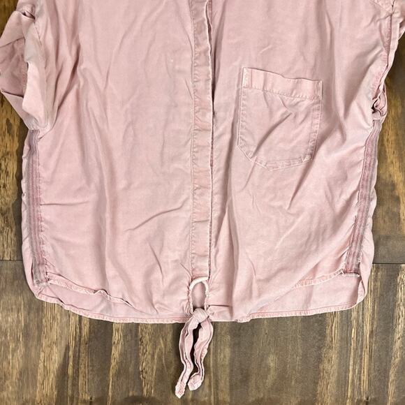 Cloth & Stone Anthropologie Womens Shirt Pink Tie Front Button Down Large - Picture 3 of 12